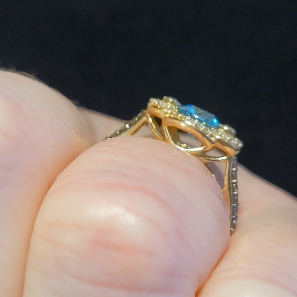 Levian Jewelry Levian Blue Zircon And Diamond Ring 4k Honey Gold Sz